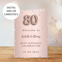 Menú de bienvenida de diamantes de oro rosa para e