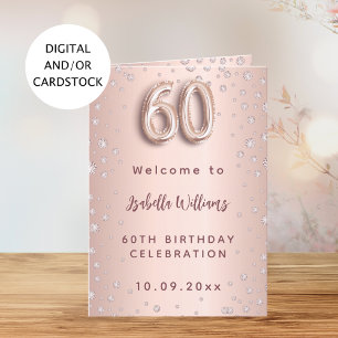 Menú de bienvenida de diamantes de oro rosa por 60