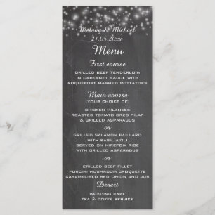 Menú de boda a la moda de moda con guijarros