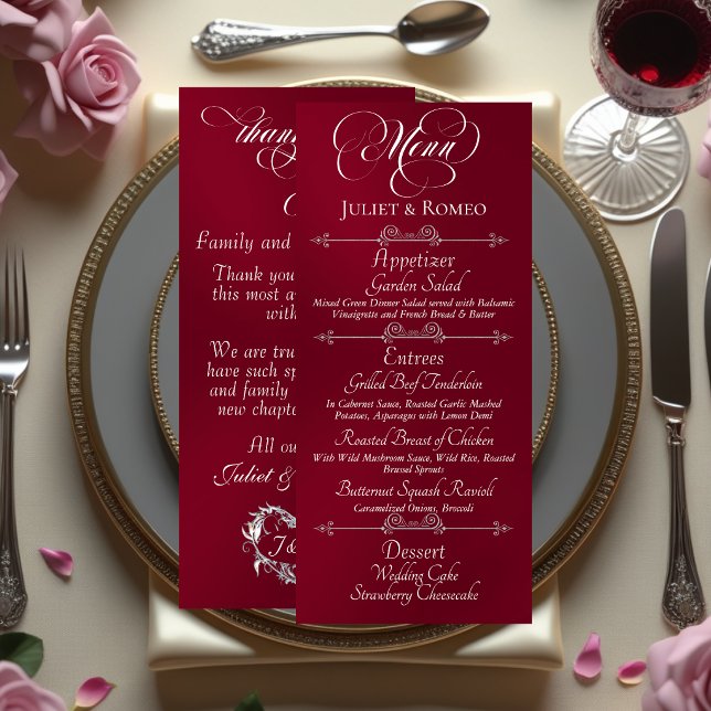 Menú de Boda & Agradecimiento - Borgoña (Subido por el creador)