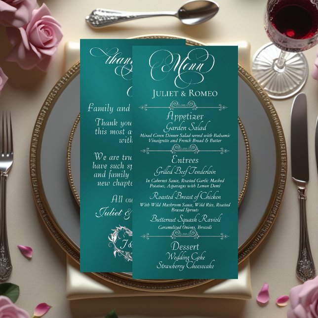 Menú de Boda & Agradecimiento - Turquesa (Subido por el creador)