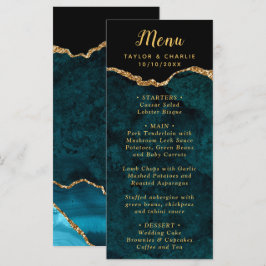 Menú de Boda Aguamarina, Azul y Dorado Agata