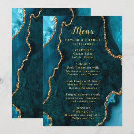 Menú de Boda Aguamarina Azul y Dorado Agata