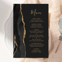 Menú de Boda Alto Presupuesto Negro Oro Ágata Oscu