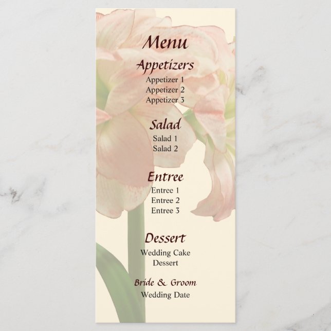 Menú de Boda Amaryllis Aphrodite (Anverso)