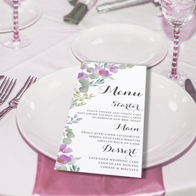 Menú de Boda Aquarela Floral Rosa Rústico (Subido por el creador)