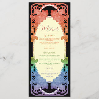 Menú de boda Art Nouveau acuarela Rainbow II