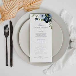 Menú de boda azul claro y naval