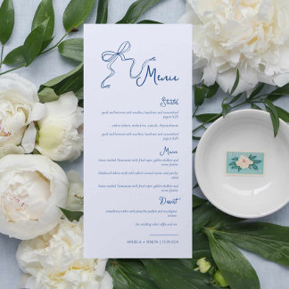 Menú de Boda azul de Bow Vintage dibujado a mano c