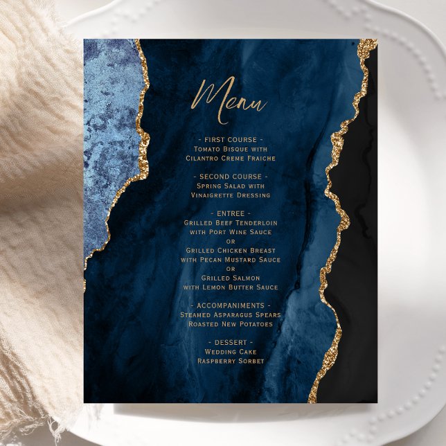 Menú de Boda Azul Marino con Ágata Dorada Presupue (Subido por el creador)