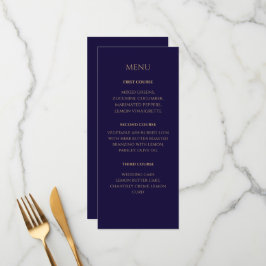 Menú de boda azul marino elegante