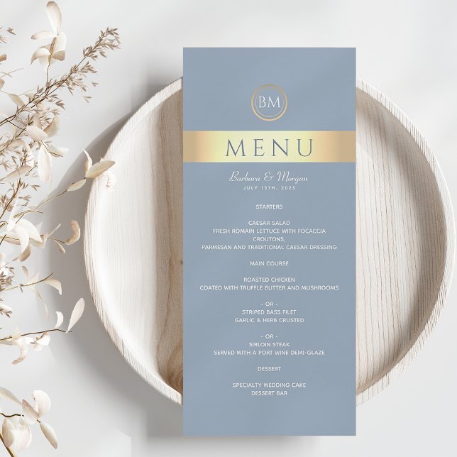 Menú de Boda Azul Polvo Elegante (Subido por el creador)