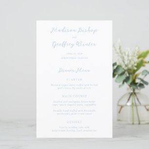 Menú de Boda Azul Polvo Escritura Negrita Elegante