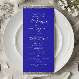Menú de Boda Azul Real Chic Silver