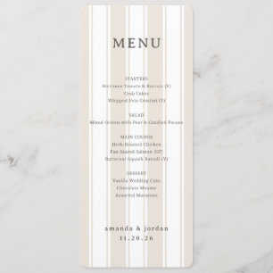 Menú de Boda Beige Elegante