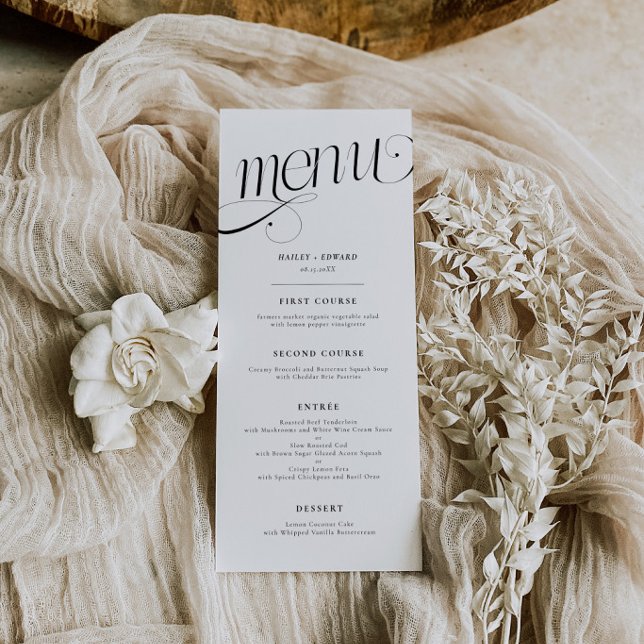 Menú de Boda Blanco Remolino Elegante (Subido por el creador)