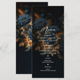 Menú de Boda Boho Glam Rústico Azul Marino Dorado