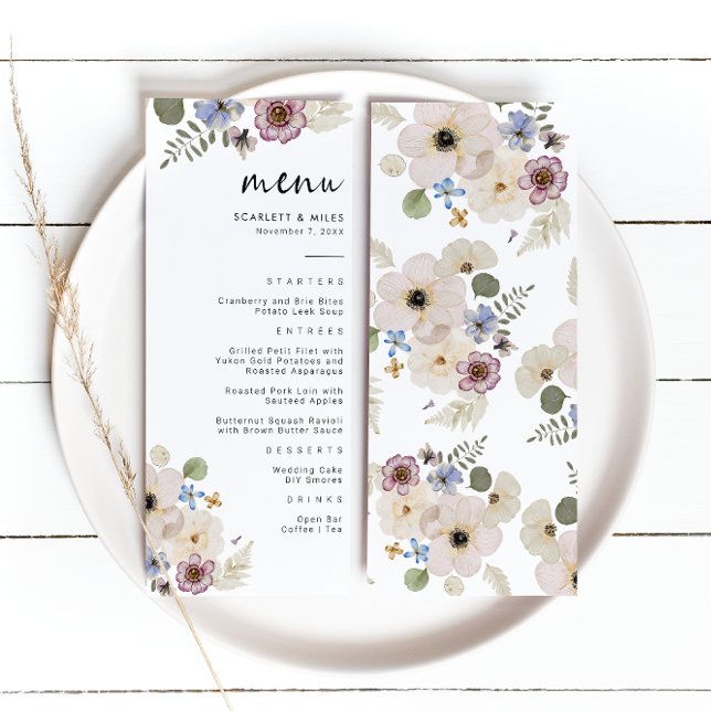 Menú de Boda Boho Moderno (Modern Botanical Boho Wedding Menu by Painted Paperie
)