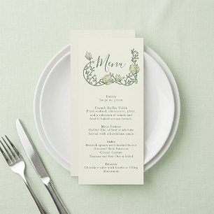 Menú de Boda Botánico Sage Art Nouveau