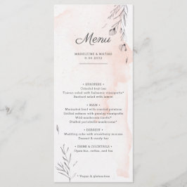 Menú de boda botánico y gris