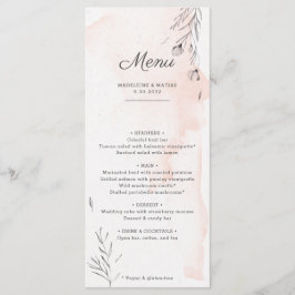Menú de boda botánico y gris