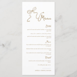 Menú de Boda Bow Gold dibujado por mano caprichosa