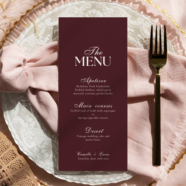 Menú de Boda Burgundy Moderno (Subido por el creador)