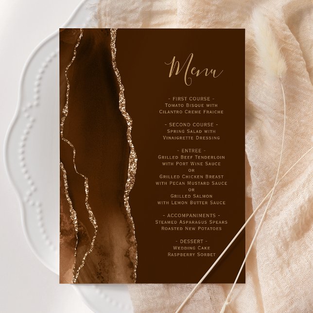 Menú de Boda Café con Oro Ágata Marrón (Subido por el creador)