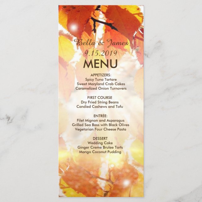 Menú de Boda Caída de Saltos de Otoño (Anverso)