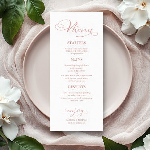 Menú de Boda Caligrafía Elegante con Hojas de Oro 