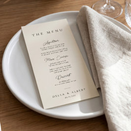 Menú de Boda Caligráfico Minimalista Marfil