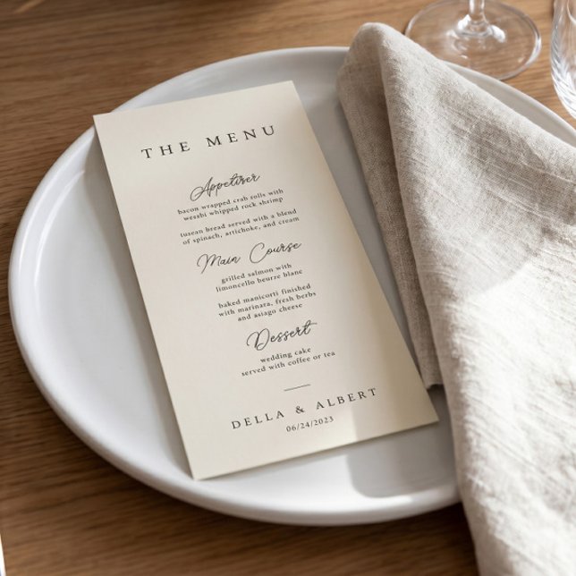 Menú de Boda Caligráfico Minimalista Marfil (Subido por el creador)