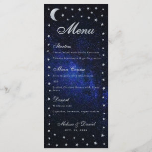 Menú de Boda Celestial Caligrafía de Luna y Estrel