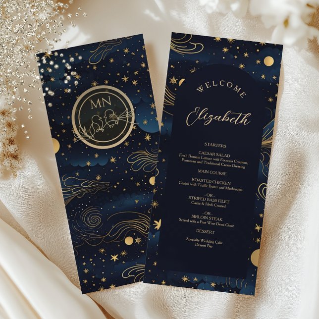 Menú de Boda Celestial con Nombre del Invitado (Subido por el creador)