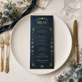 Menú de Boda Celestial Gótico de Azul Medianoche y