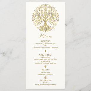 Menú de boda celta Árbol de la Vida Crema y Dorado