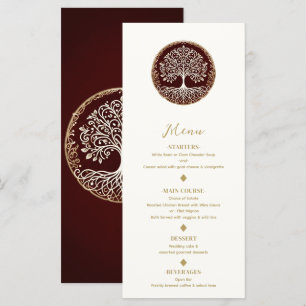 Menú de Boda Celta Rojo Oscuro Rústico del Árbol d