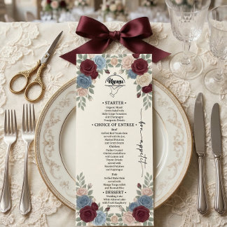 Menú de Boda Chic Burgundy Elegante
