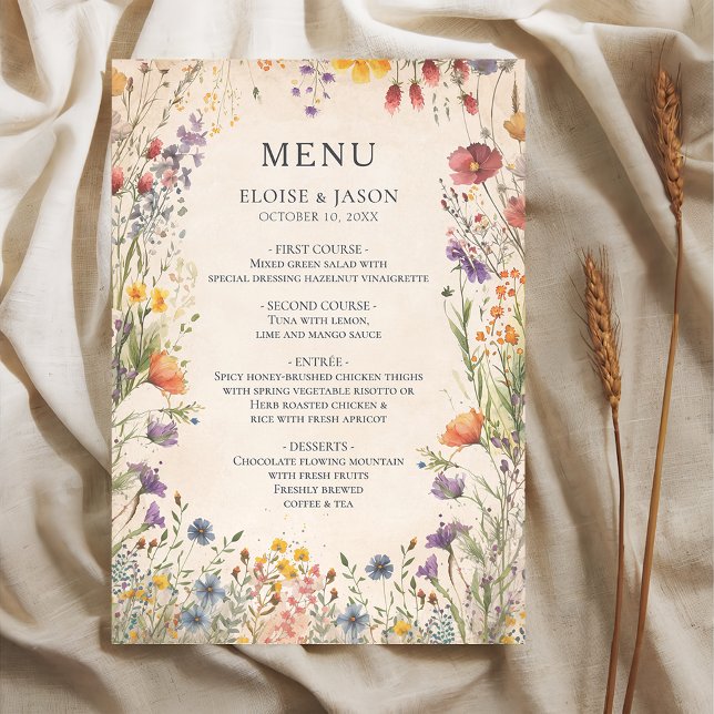 Menú de Boda Chic Jardín de Flores Silvestres (Subido por el creador)