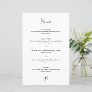 Menú de Boda Chic Moderno en Blanco y Negro
