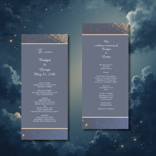 menú de boda cielo celestial galaxia azul elegante