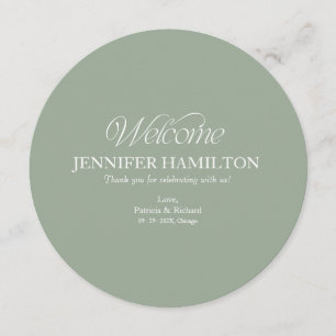 Menú de Boda Circular y Tarjeta de Asiento con Nom