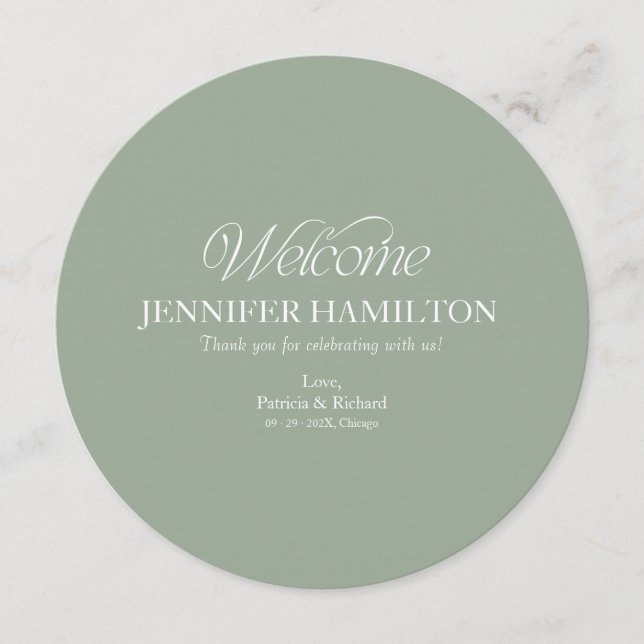 Menú de Boda Circular y Tarjeta de Asiento con Nom (Anverso)