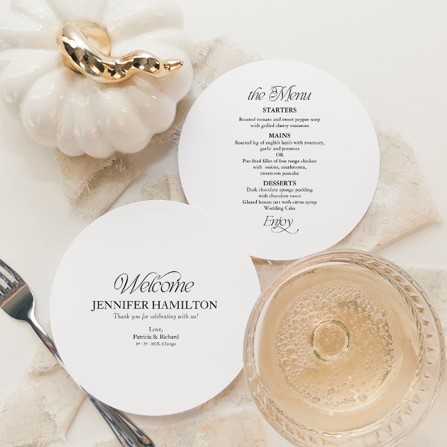 Menú de Boda Circular y Tarjeta de Asiento Con Nom (Subido por el creador)