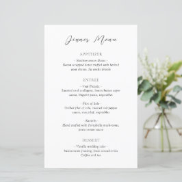 Menú de boda clásico atemporal en blanco y negro