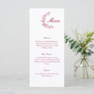 Menú de boda clásico de Borgoña con acento floral