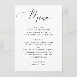 Menú de boda clásico de cena con letra blanca y ne