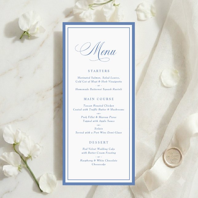 Menú de Boda Clásico Elegante con Marco de Azul Po (Subido por el creador)