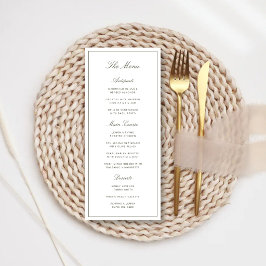 Menú de Boda Clásico Elegante Polvo Verde