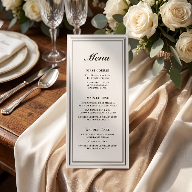 Menú de Boda Clásico Formal con Marco de Ecru (Classic Formal Ecru Frame Wedding Menu)